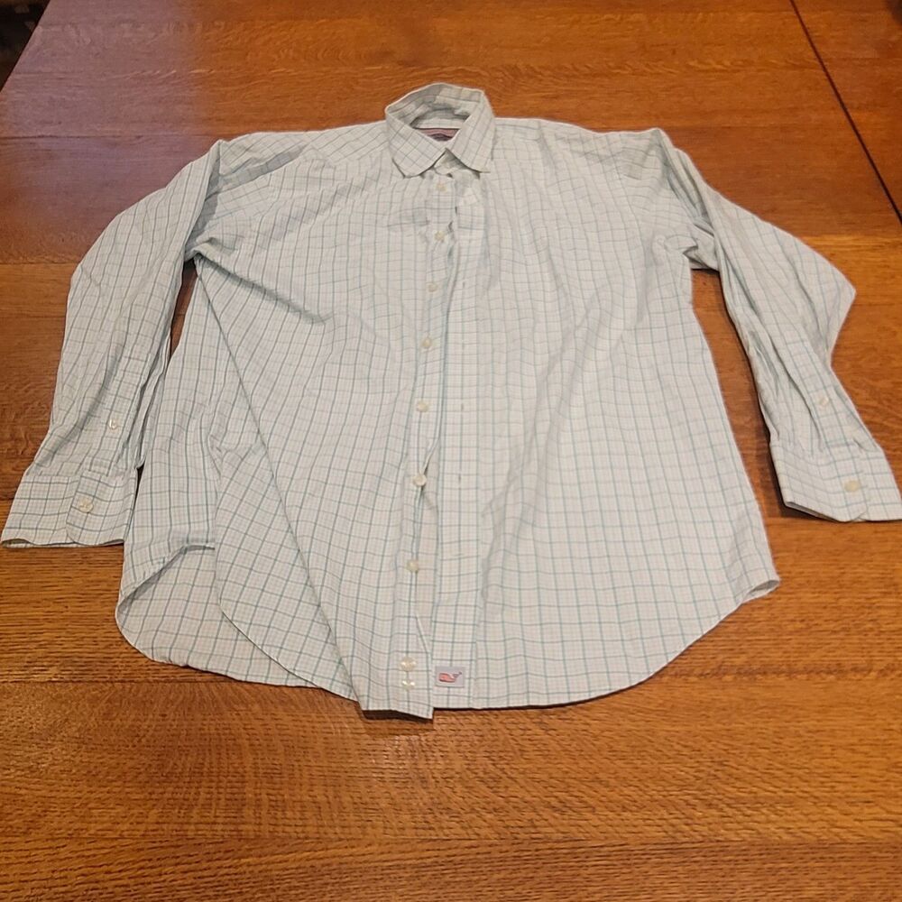 Vineyard vines murray shirt large Men's White Green Graph